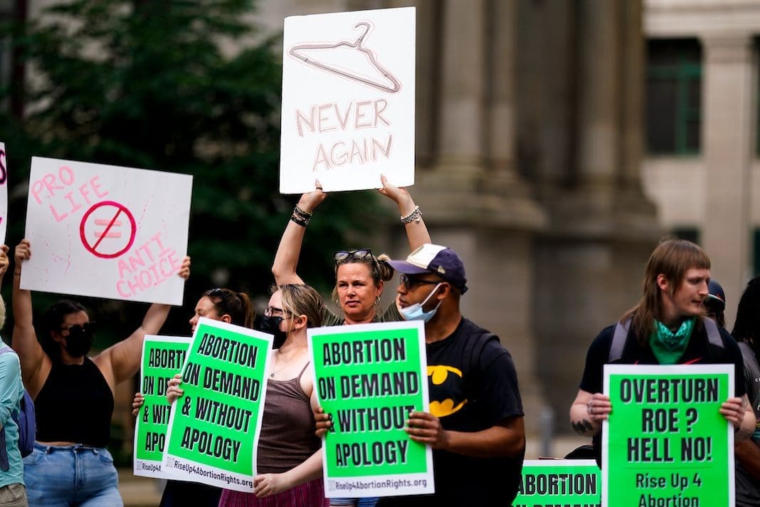 Abortion rights protestors in Philadelphia