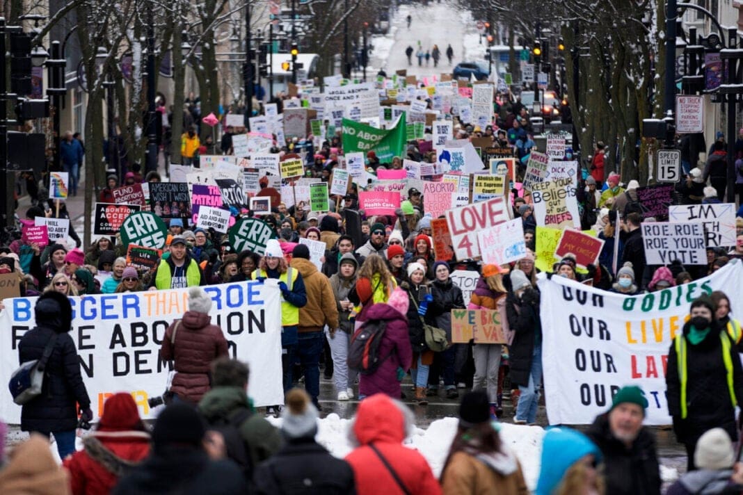 Abortion rights protesters in Madison, Wisconsin